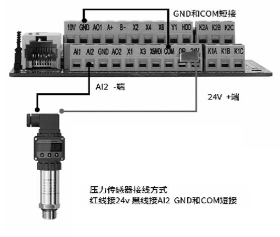 Simple Constant Pressure Water Supply Wiring Diagram with External Pressure Sensor for SKF8000 Series Vector Variable Frequency Drive